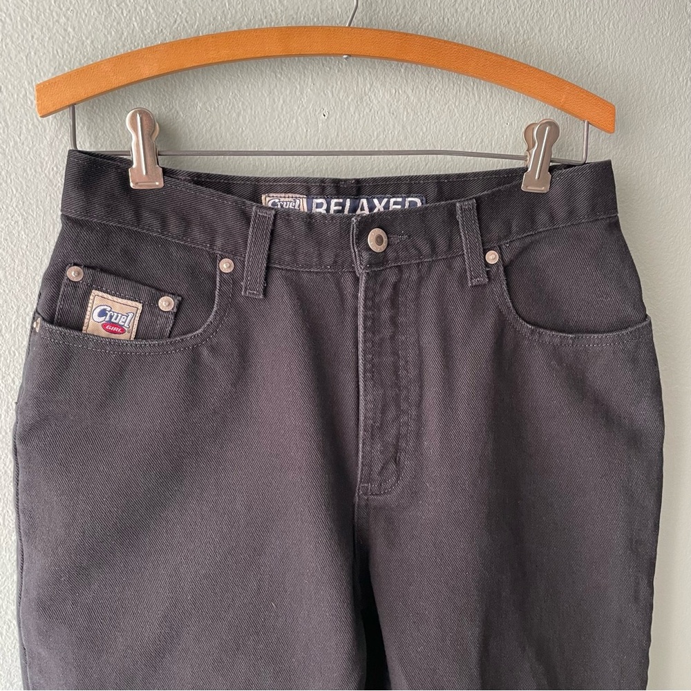 Cruel Girl | 90s Y2k Black Curvy High-Rise Straight Leg Jeans - Picture 3 of 7